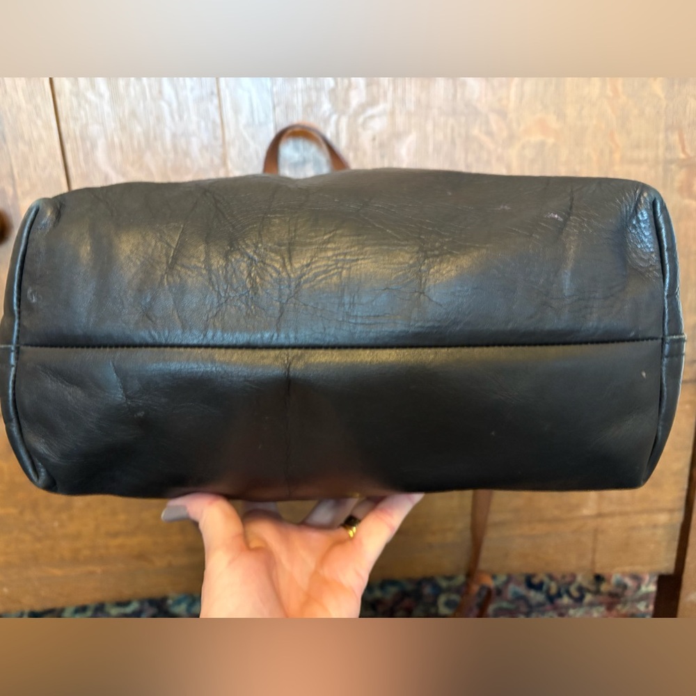 Madewell Black Leather Tote with Tan Straps - Picture 3 of 14